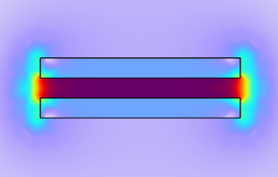 COMSOL模拟摩擦纳米发电机表面的电势分布